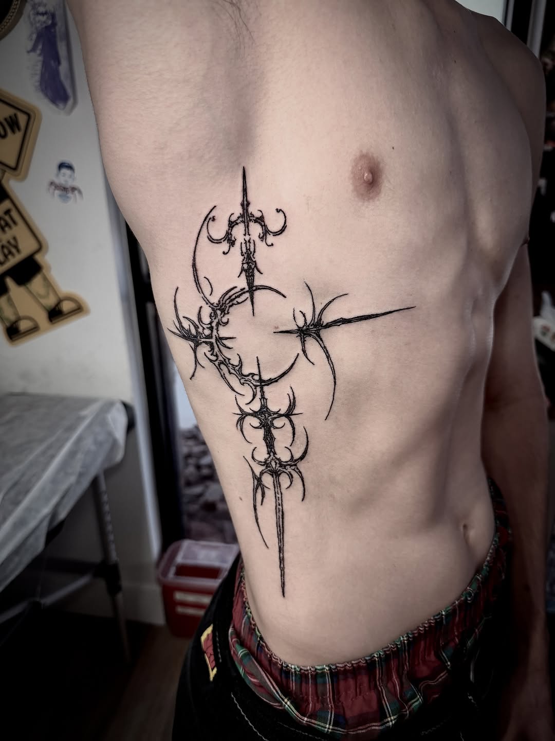 Tattoo by @hoodyink — blackwork, geometric