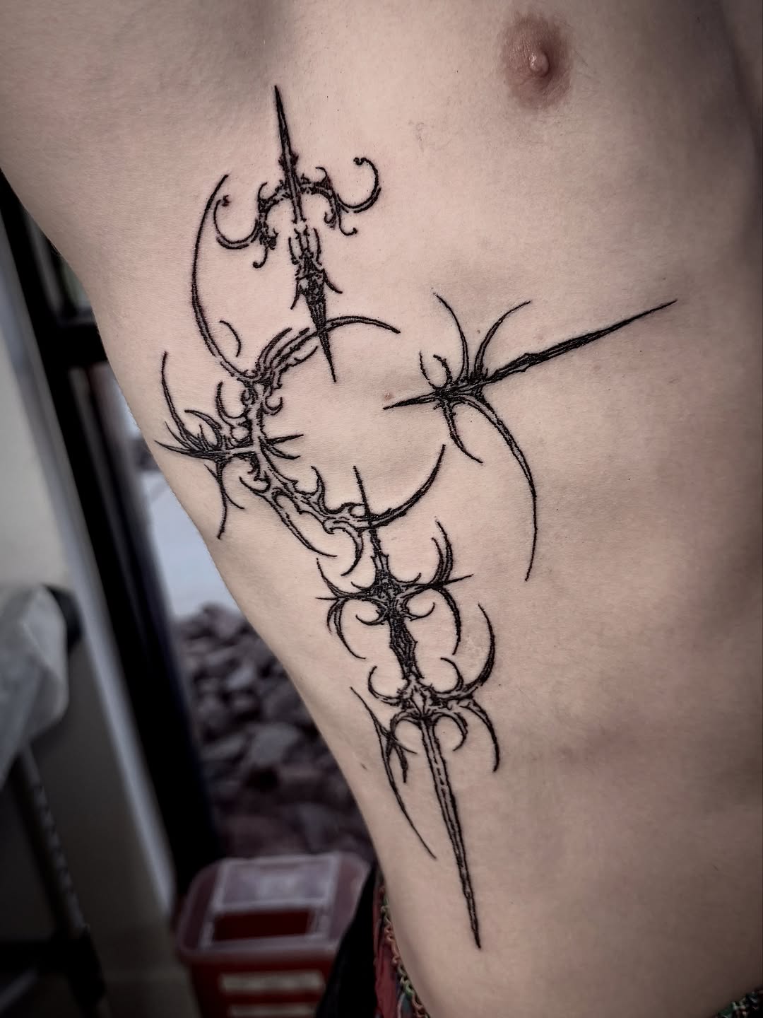 Tattoo by @hoodyink — blackwork, ornamental