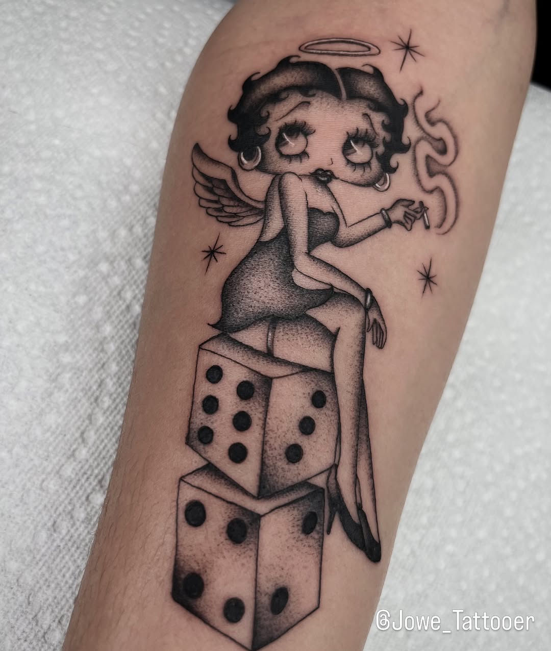 Tattoo by @jayytattoos_ — black_and_grey, chicano