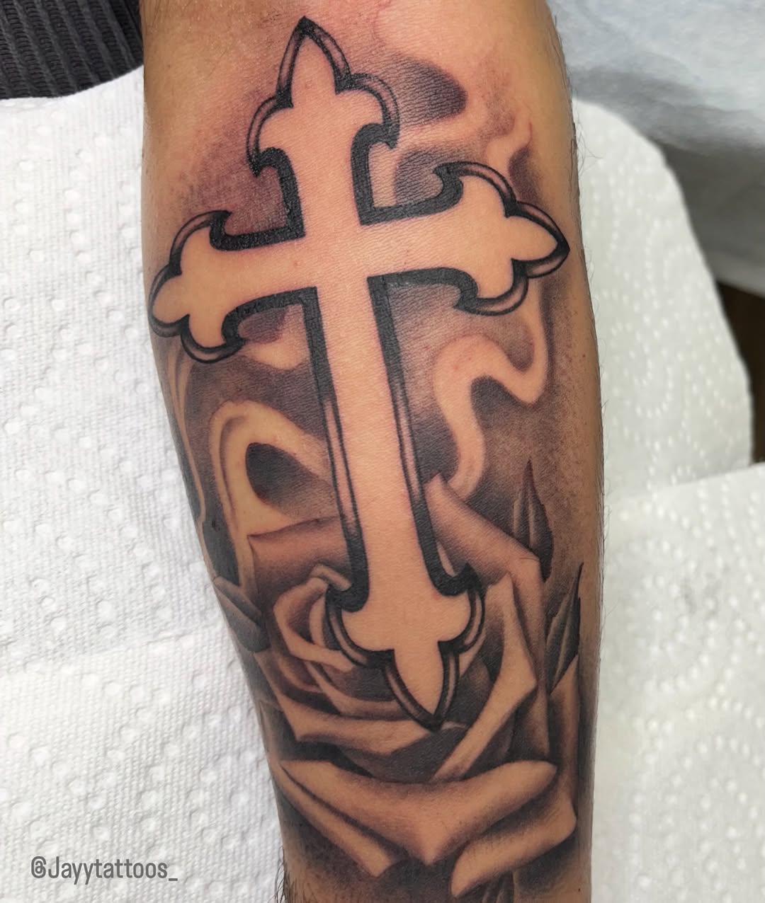 Tattoo by @jayytattoos_ — black_and_grey, realism