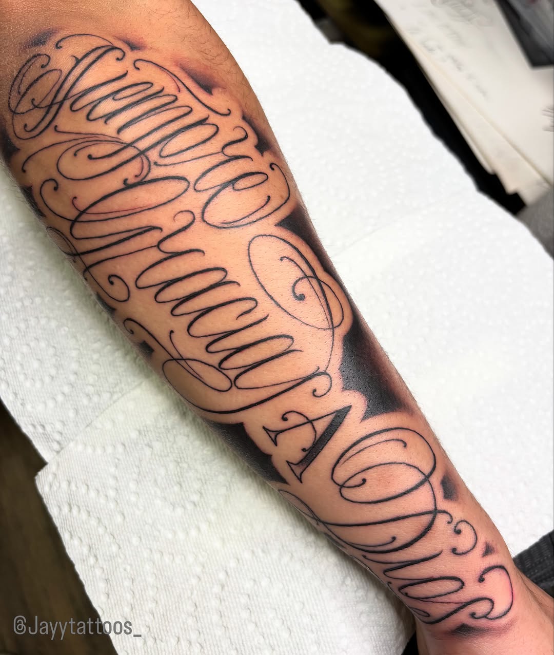 Tattoo by @jayytattoos_ — lettering_script, chicano