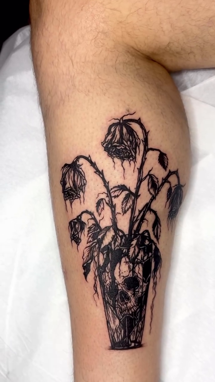 Tattoo by @my_dear__attention — dark_realism, black_and_grey