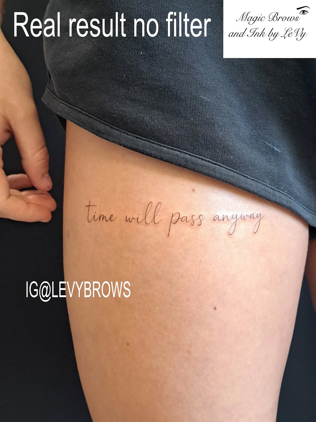 Tattoo by @levybrows — lettering_script, fine_line