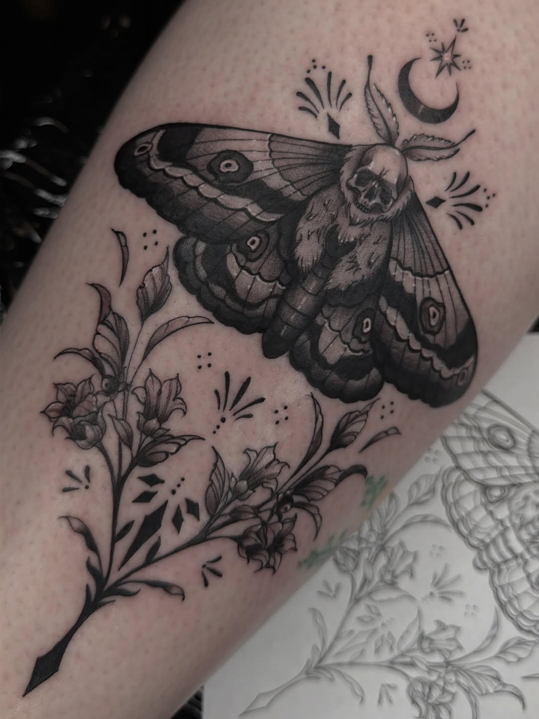 Tattoo by @wendys.ink — black_and_grey, dark_realism