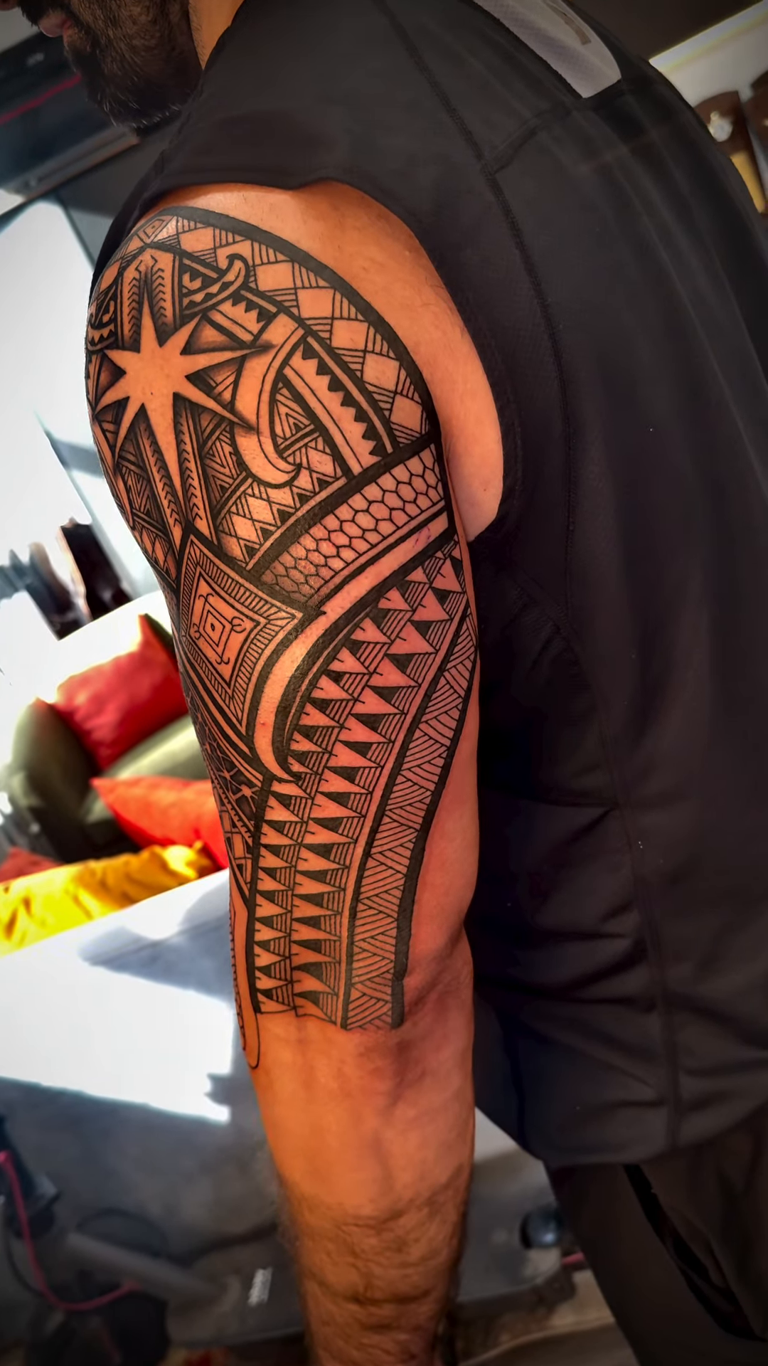Tattoo by @ivyleetattoo — tribal, geometric
