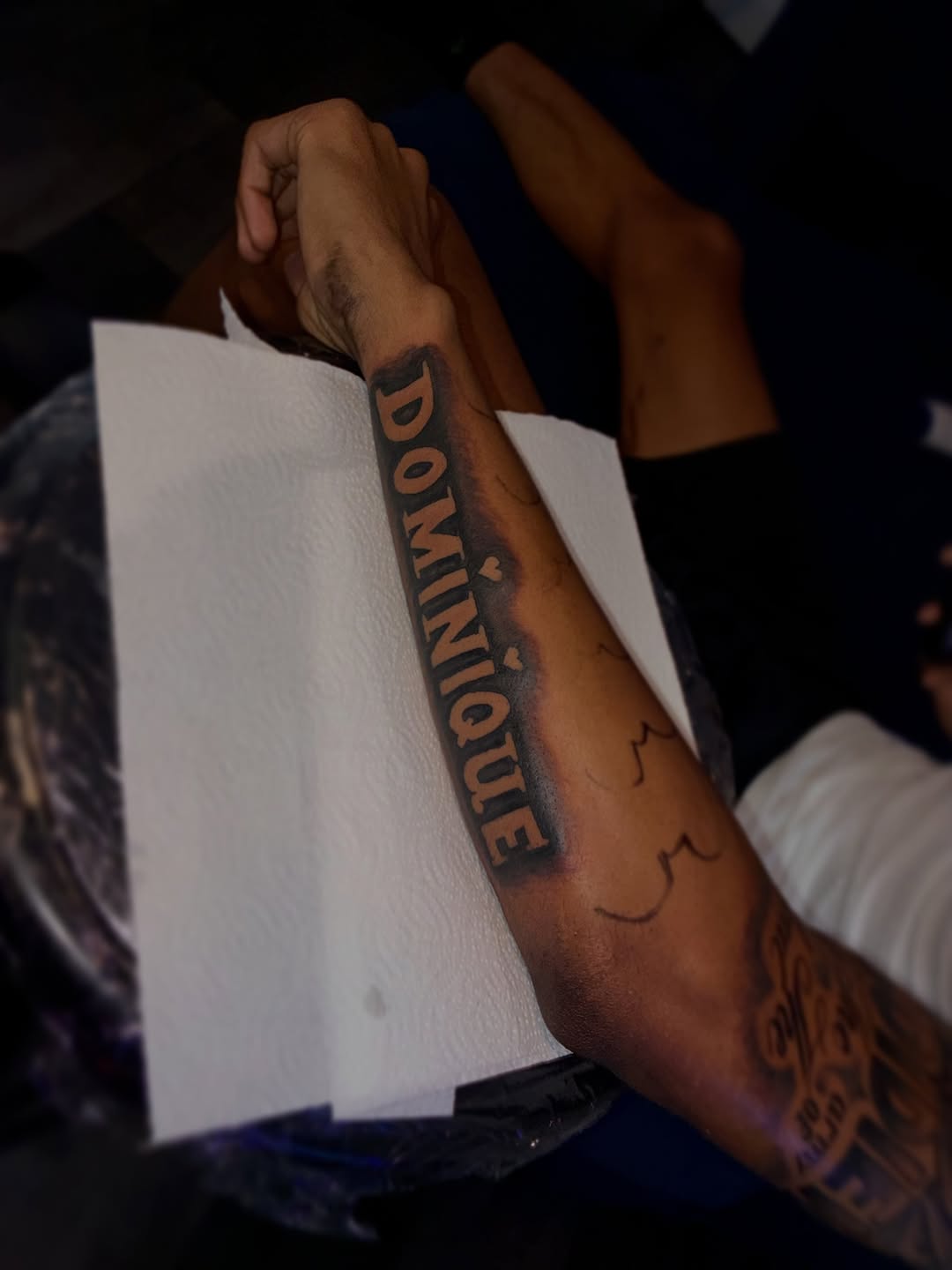 Tattoo by @inkedby_sonya_son — lettering_script, black_and_grey