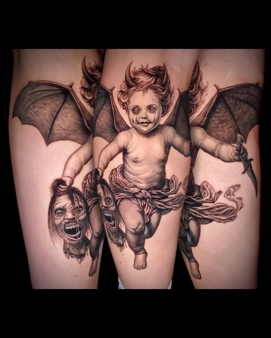 Tattoo by @mandrewtattoo — dark_realism, black_and_grey