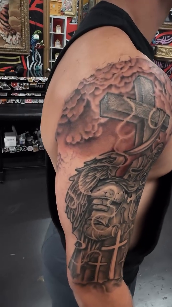 Tattoo by @lastofadyingbreed7777 — realism, black_and_grey
