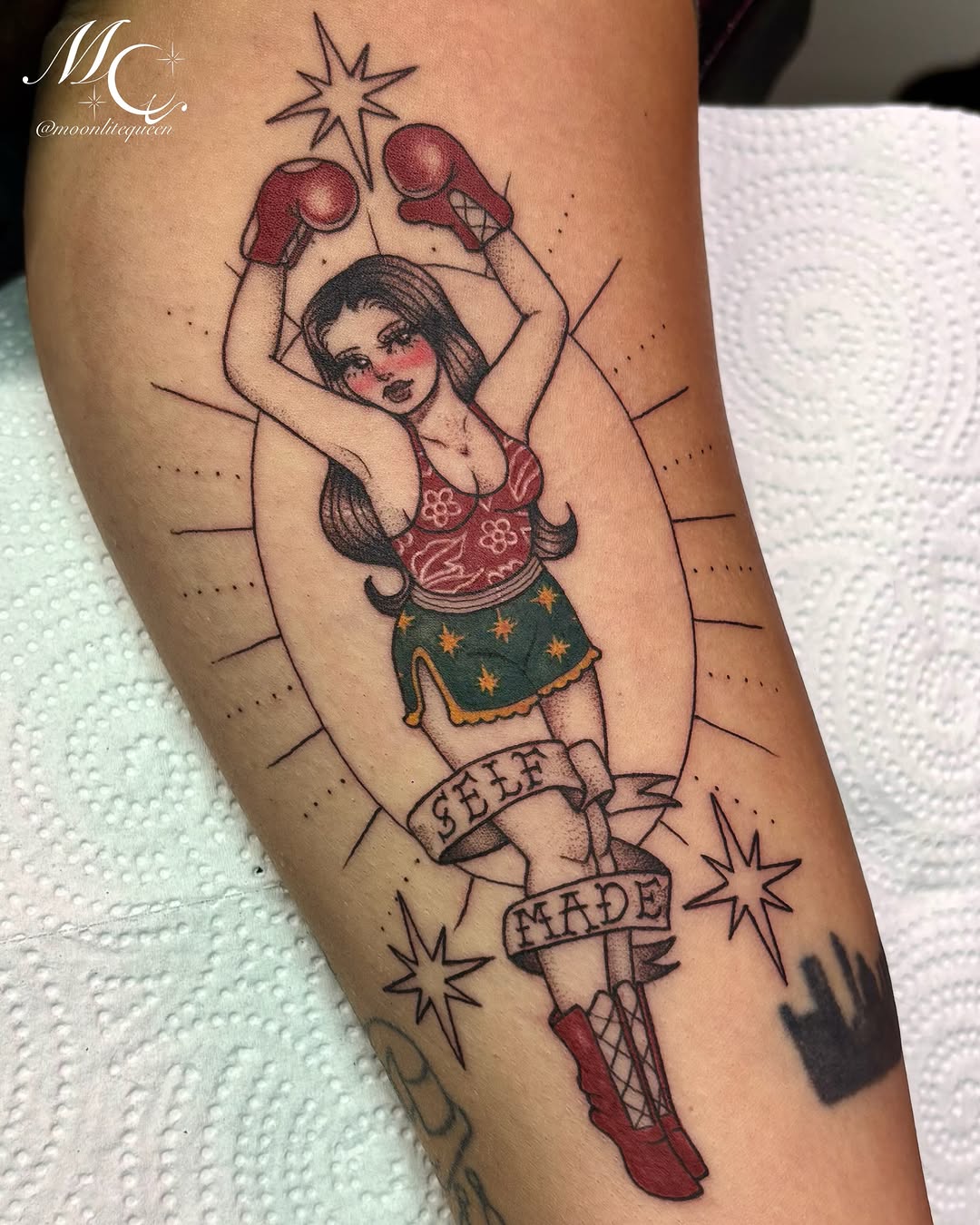 Tattoo by @moonlitequeentattooist — american_traditional, lettering_script
