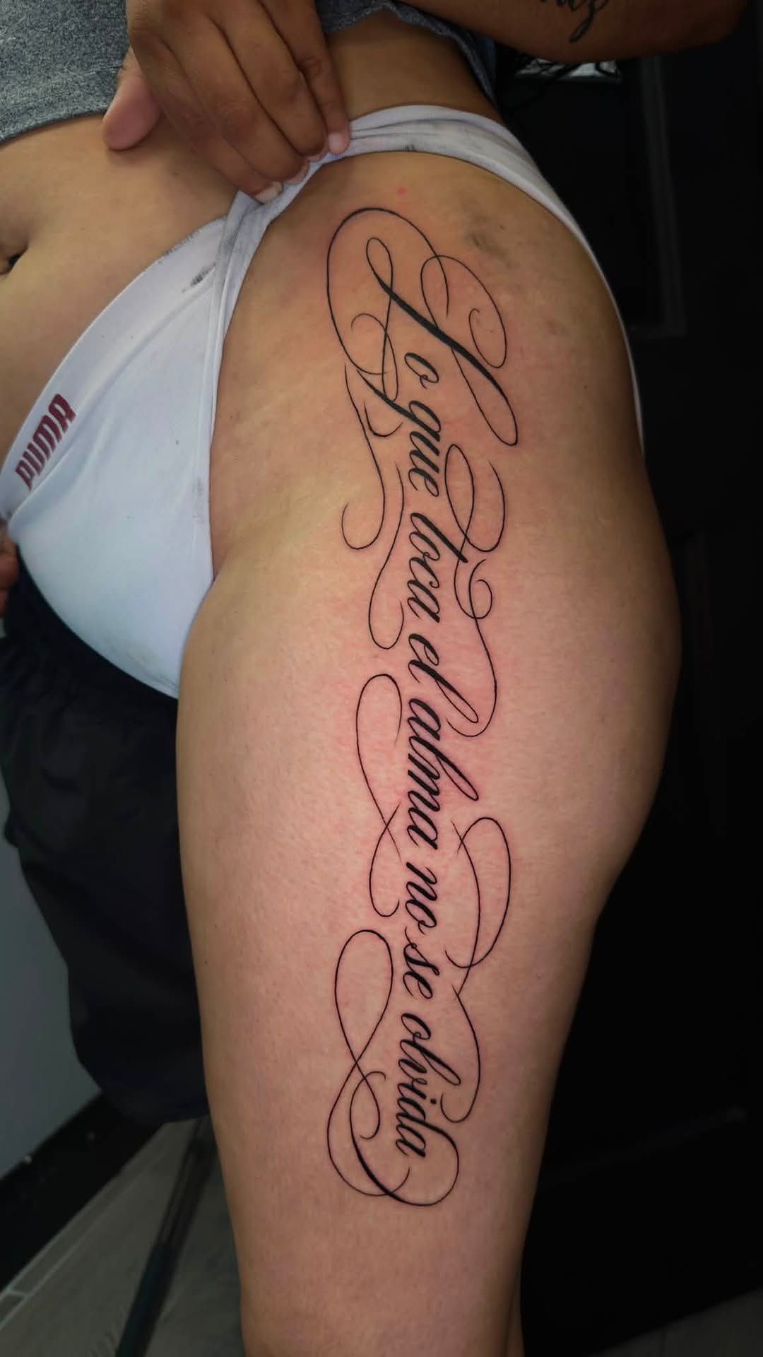 Tattoo by @juanon_tattoos โ lettering_script, fine_line
