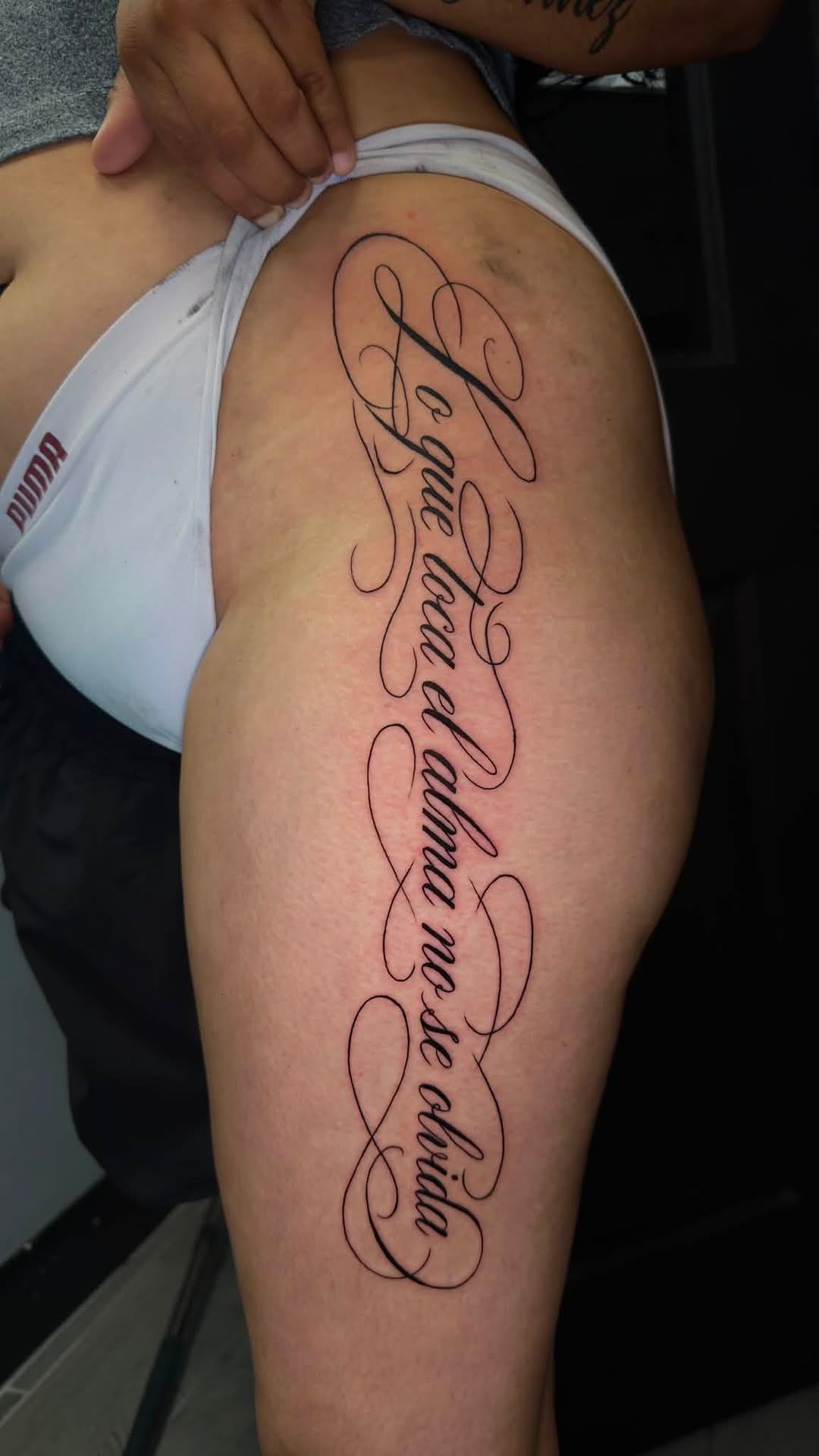Tattoo by @juanon_tattoos โ lettering_script, fine_line