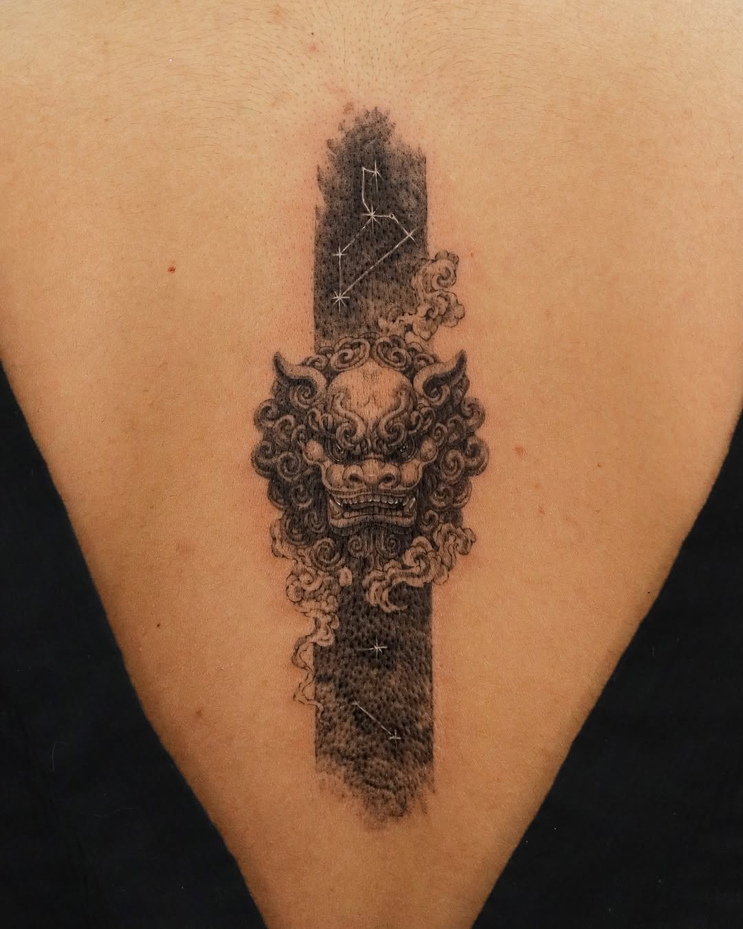 Tattoo by @heon.tattoo — black_and_grey, dotwork