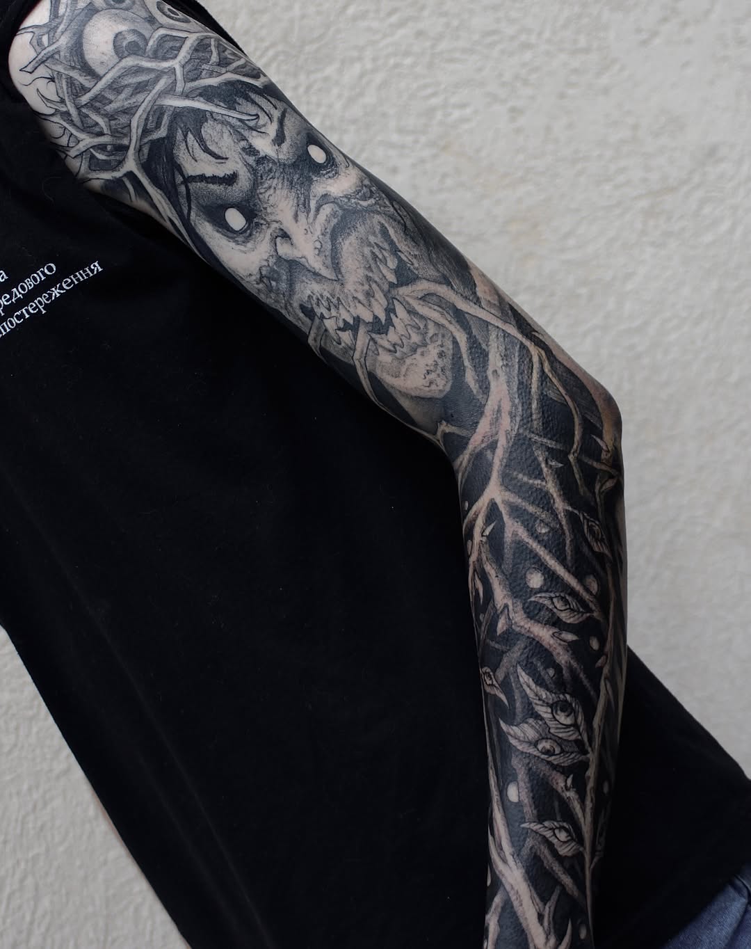 Tattoo by @bloodstonetattoos — dark_realism, blackwork