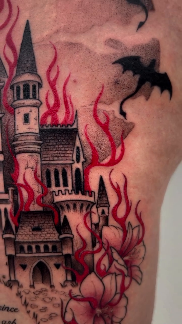 Tattoo by @baby.bat.tat — realism, trash_polka