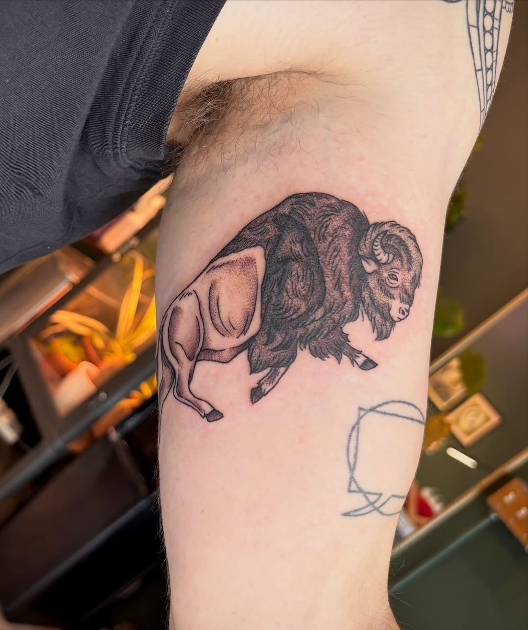 Tattoo by @daisy_chaiin — black_and_grey, dotwork