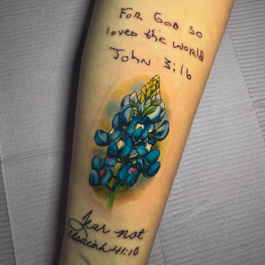 Tattoo by @patience.m_tattoos — lettering_script, realism