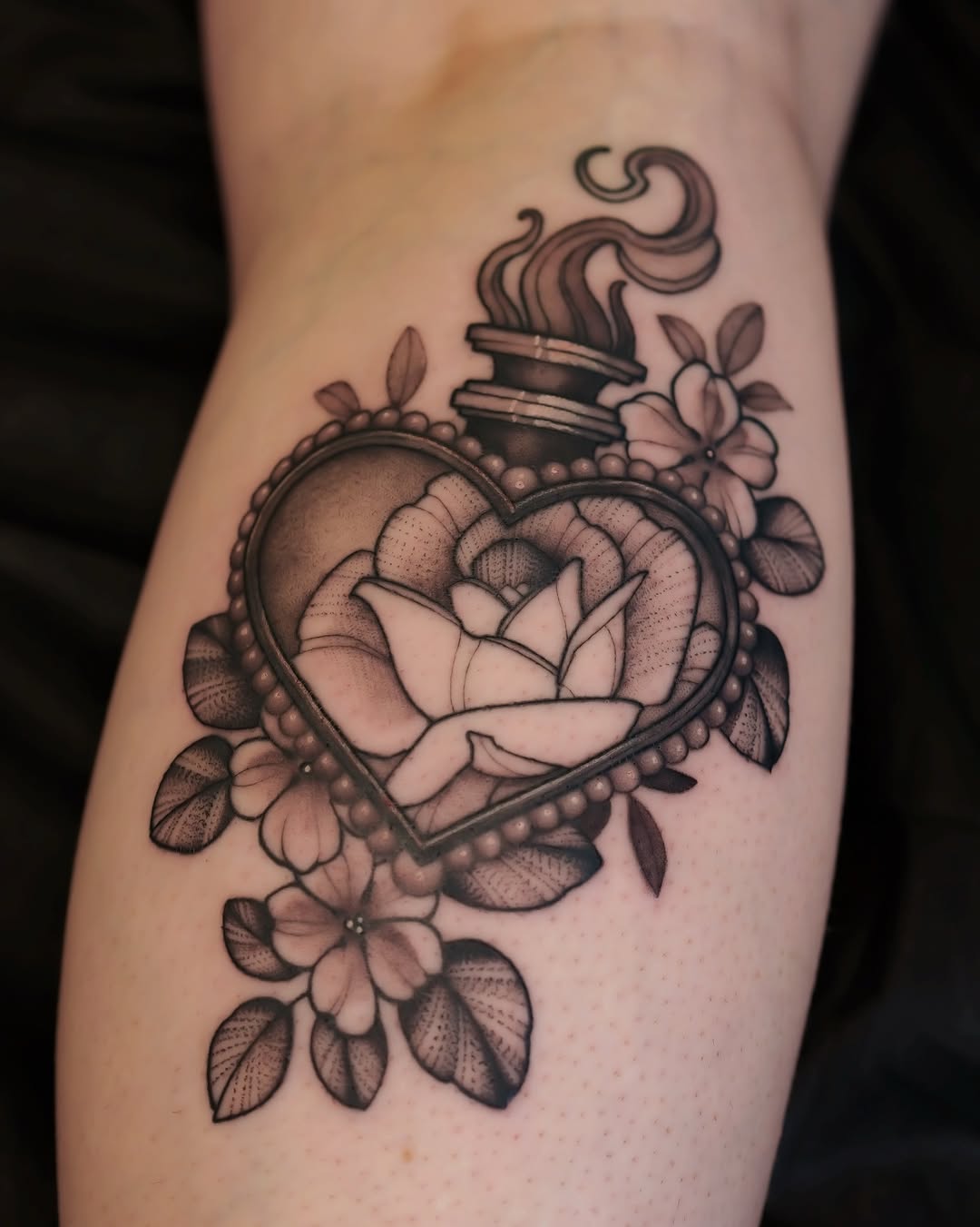 Tattoo by @jennaleeshaaktattoo — black_and_grey, neo_traditional