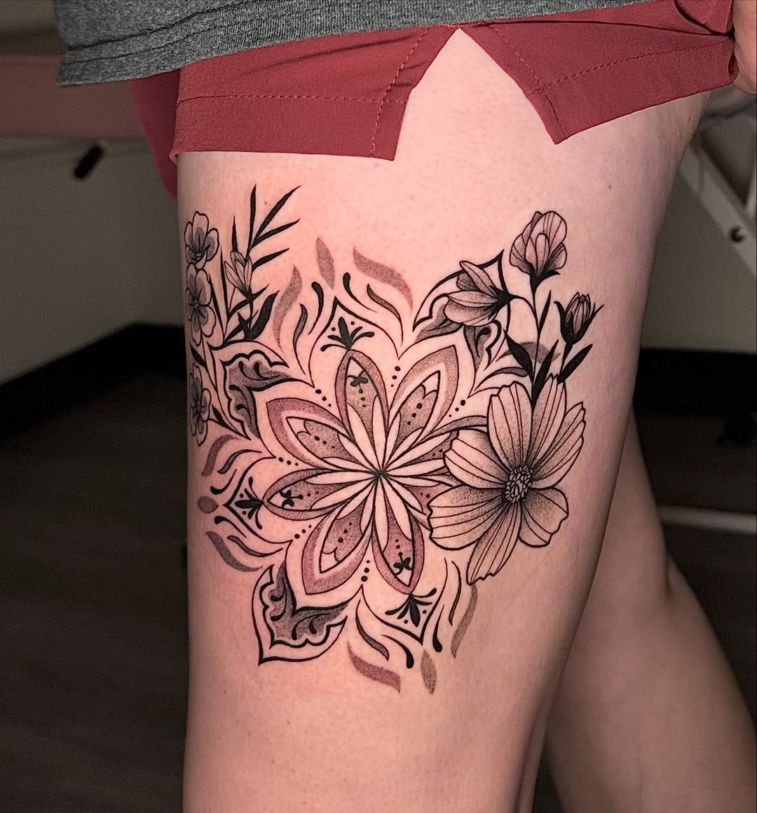 Tattoo by @noble.tattoos — dotwork, ornamental