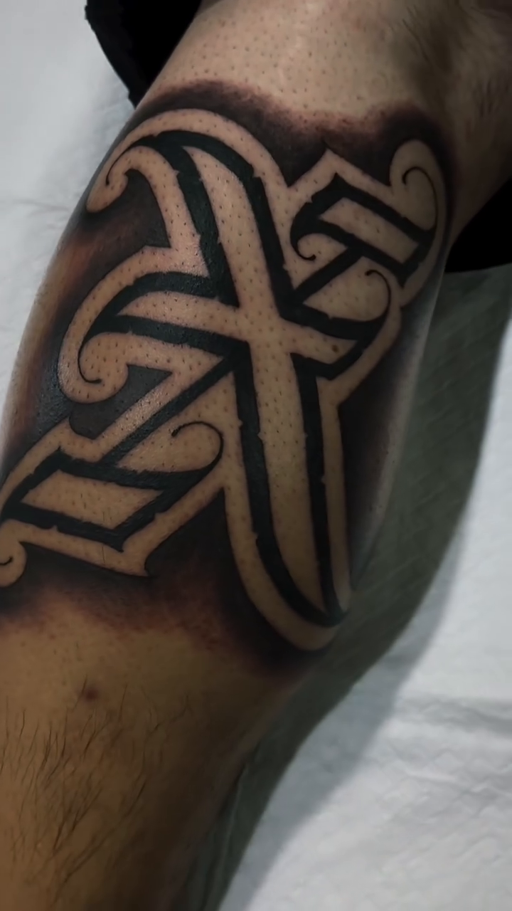 Tattoo by @affiliated.ink — blackwork, geometric