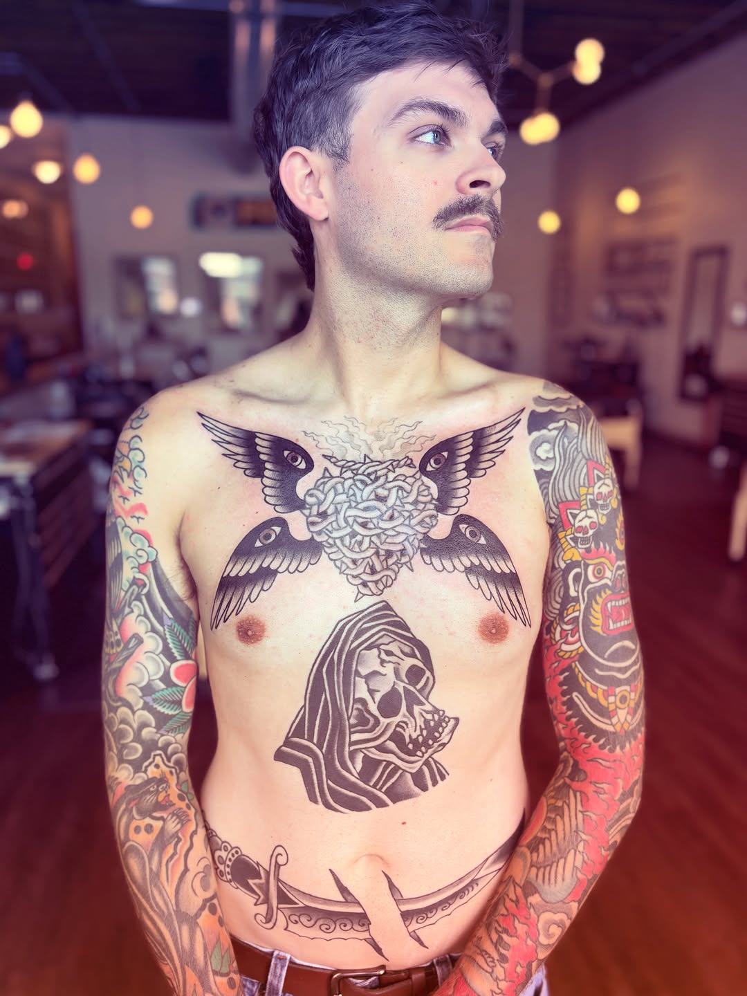 Tattoo by @jeffslacktattoo โ black_and_grey, blackwork
