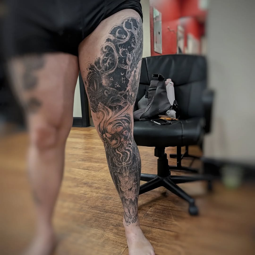 Tattoo by @graffitilostpdx — black_and_grey, dark_realism