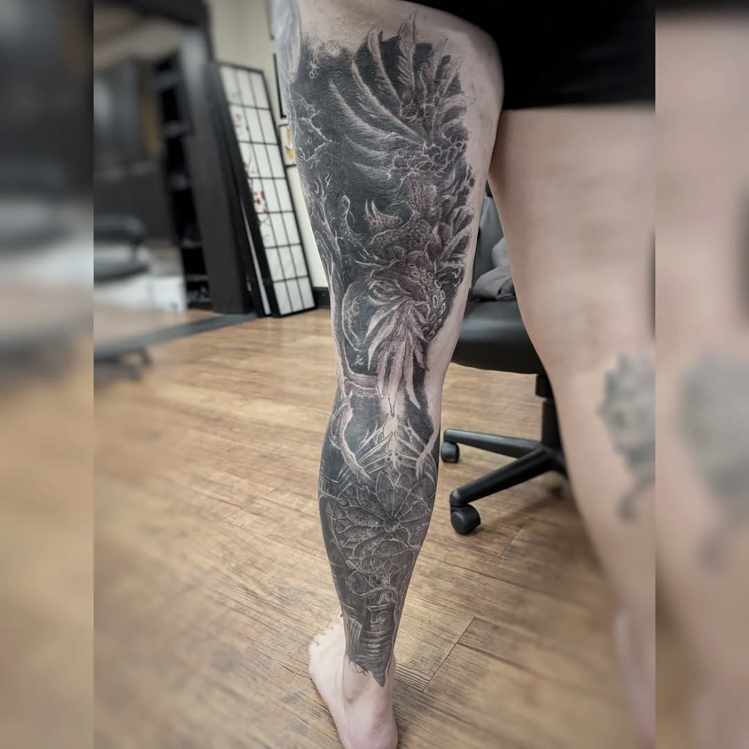 Tattoo by @graffitilostpdx — black_and_grey, dark_realism