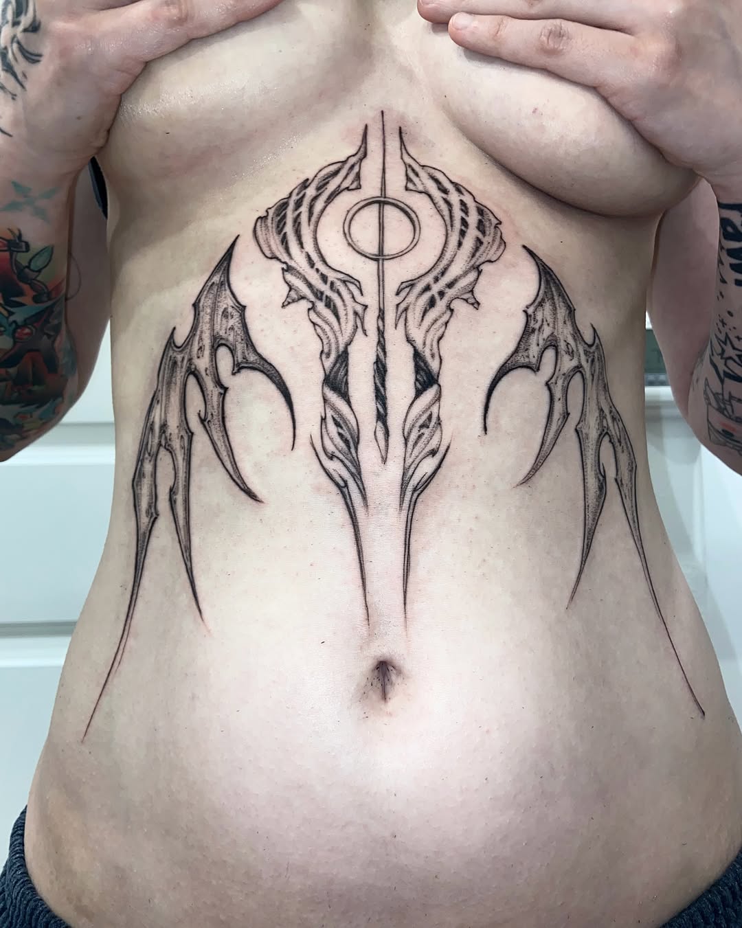 Tattoo by @friedraven_tattoo β black_and_grey, ornamental