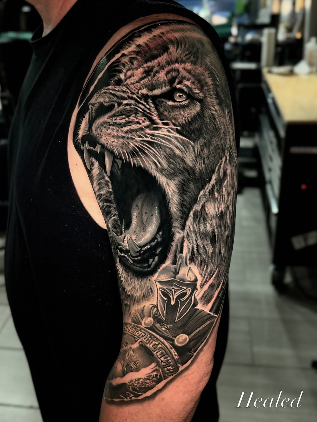 Tattoo by @monkey.tattoo.art β realism, black_and_grey