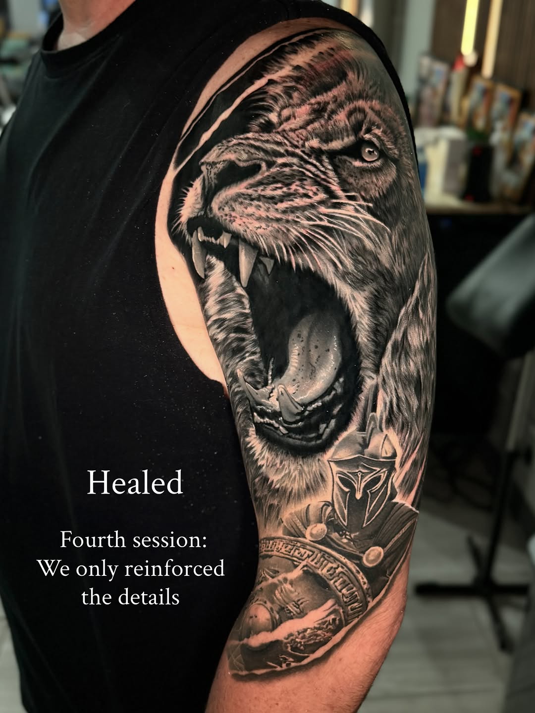 Tattoo by @monkey.tattoo.art β realism, black_and_grey
