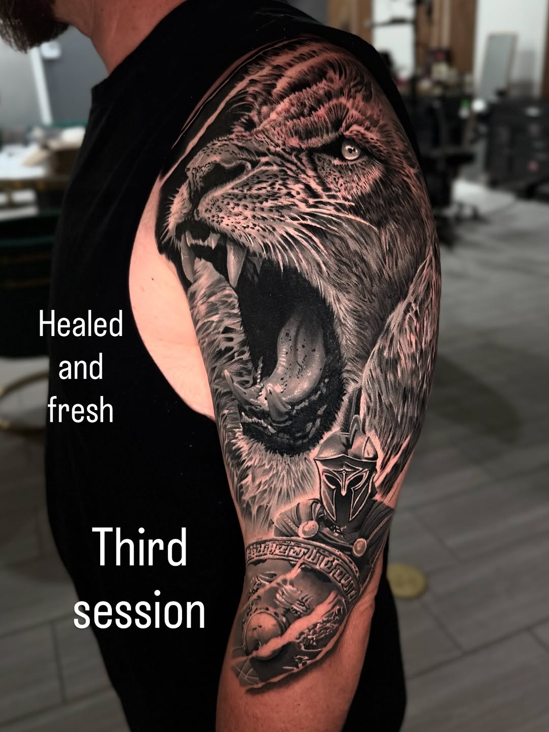 Tattoo by @monkey.tattoo.art β realism, black_and_grey
