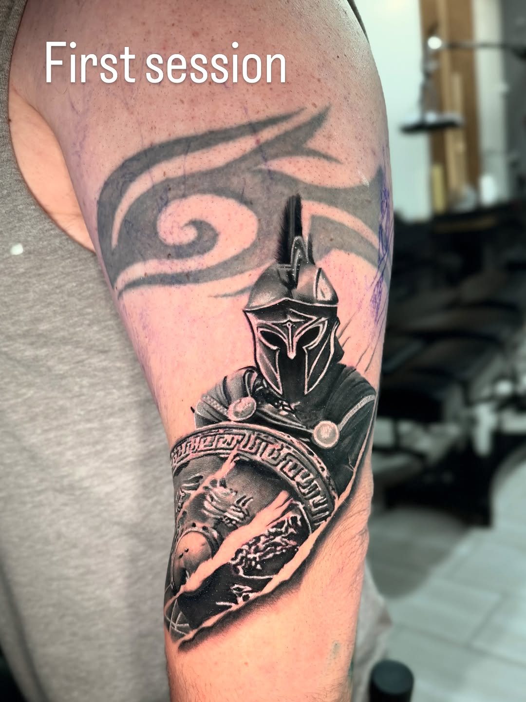 Tattoo by @monkey.tattoo.art β realism, black_and_grey