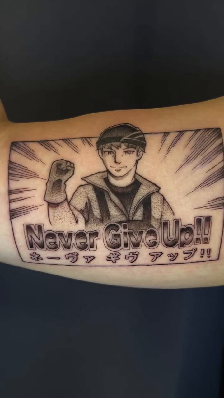 Tattoo by @celynity — anime, lettering_script