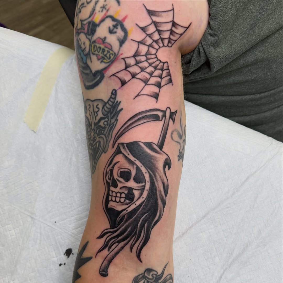 Tattoo by @kolton_tattoos — american_traditional, black_and_grey