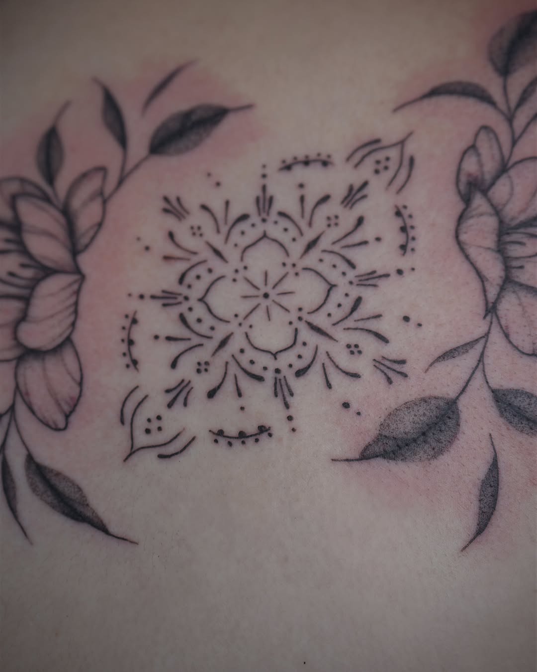 Tattoo by @burningrebelliontattoo — dotwork, ornamental