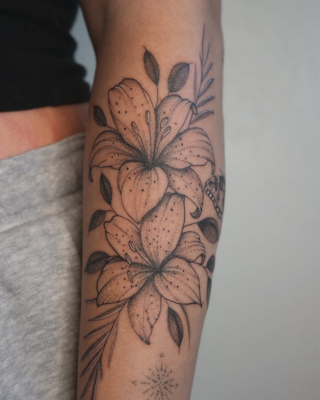 Tattoo by @burningrebelliontattoo — black_and_grey, dotwork