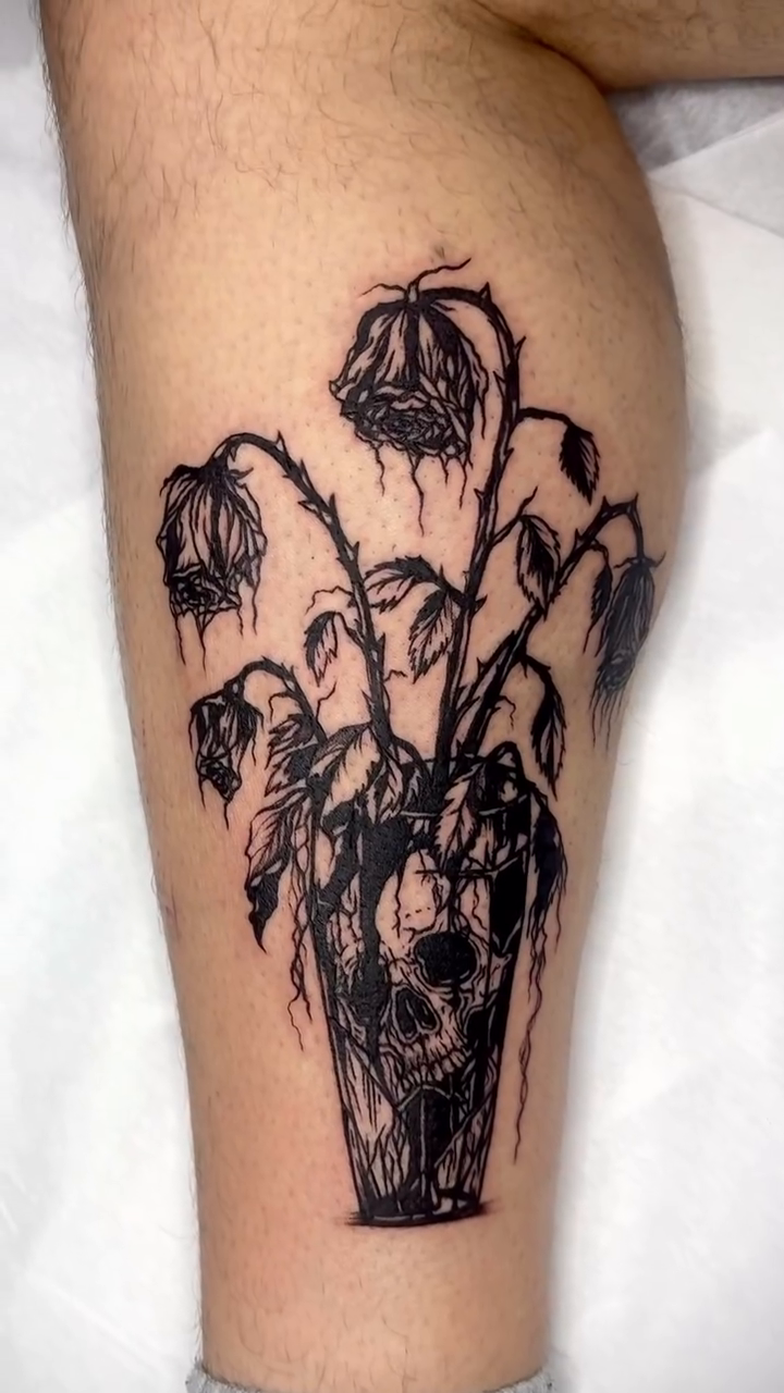 Tattoo by @my_dear__attention — dark_realism, blackwork