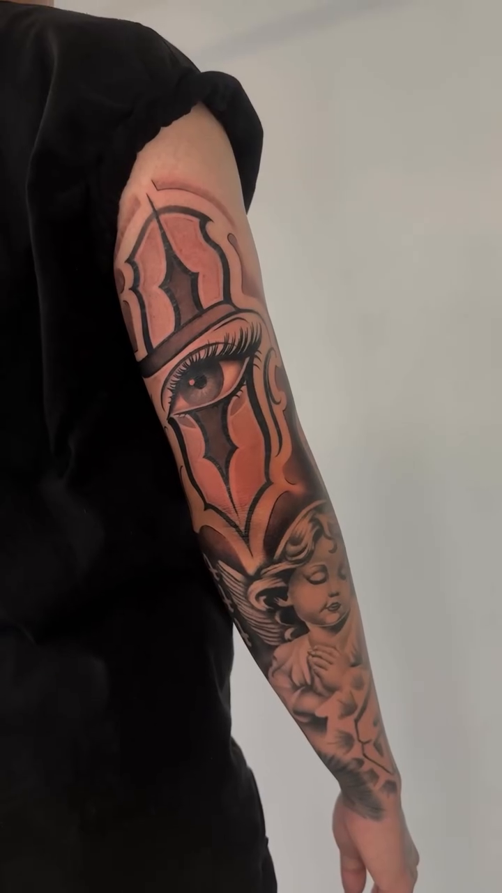 Tattoo by @geo_tatt2 — chicano, black_and_grey
