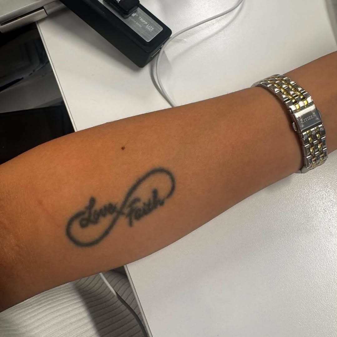 Tattoo by @tizy.inks — lettering_script, fine_line