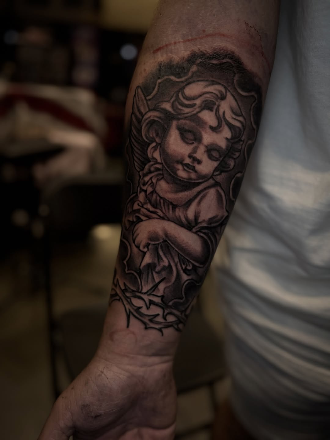 Tattoo by @sincerelyyourzstudios — black_and_grey, realism