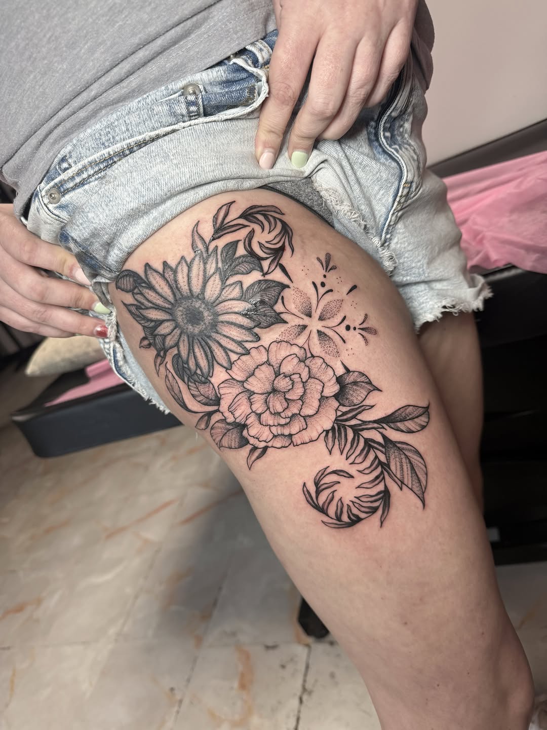 Tattoo by @inkedbydelaney — black_and_grey, fine_line