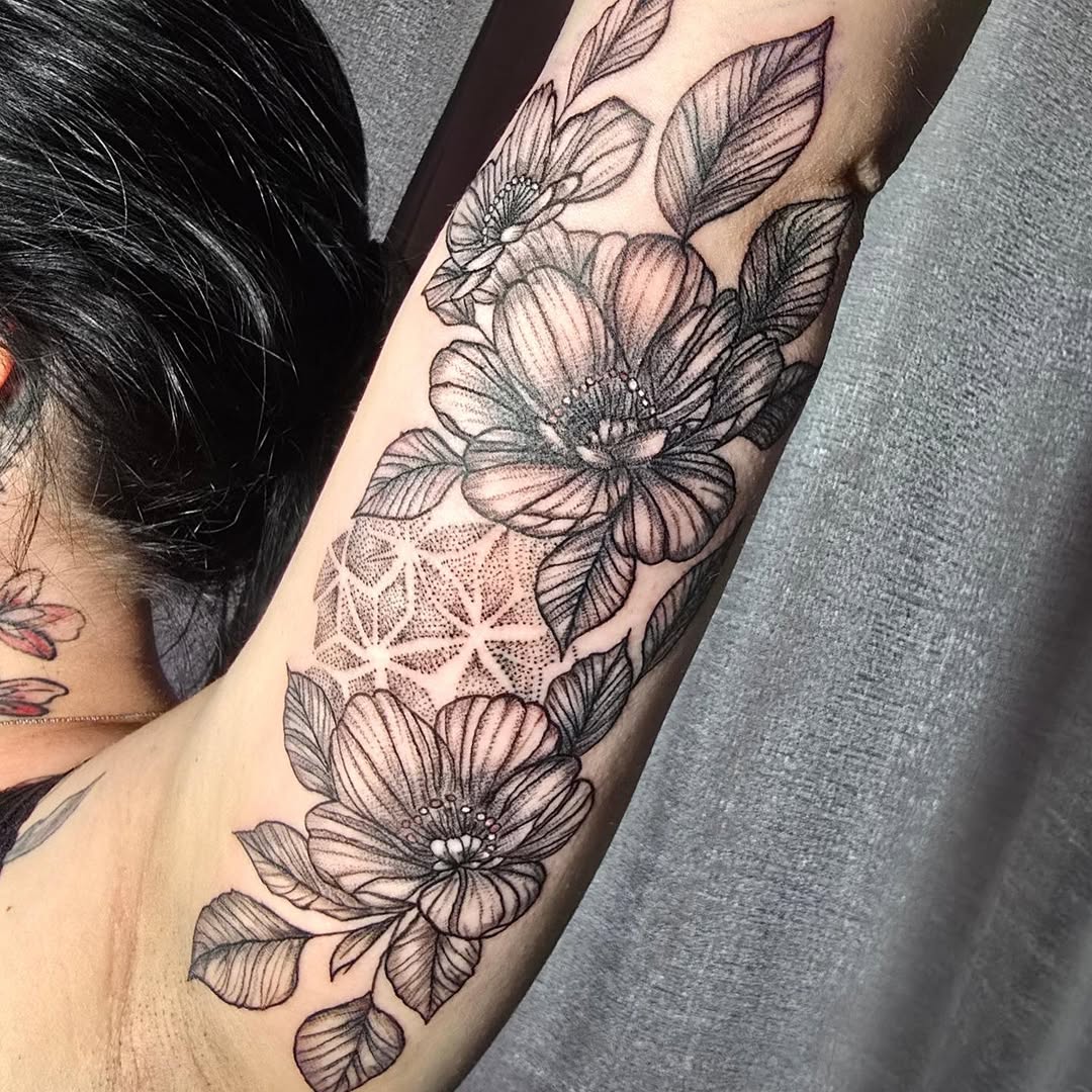 Tattoo by @sabrinamueller.tattoo — dotwork, black_and_grey