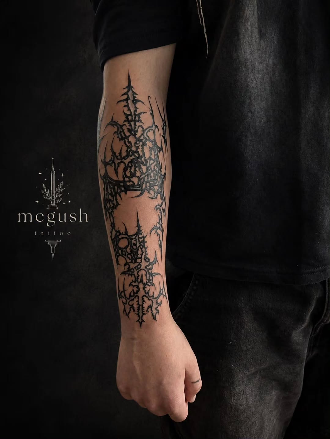 Tattoo by @megushtattoo — blackwork