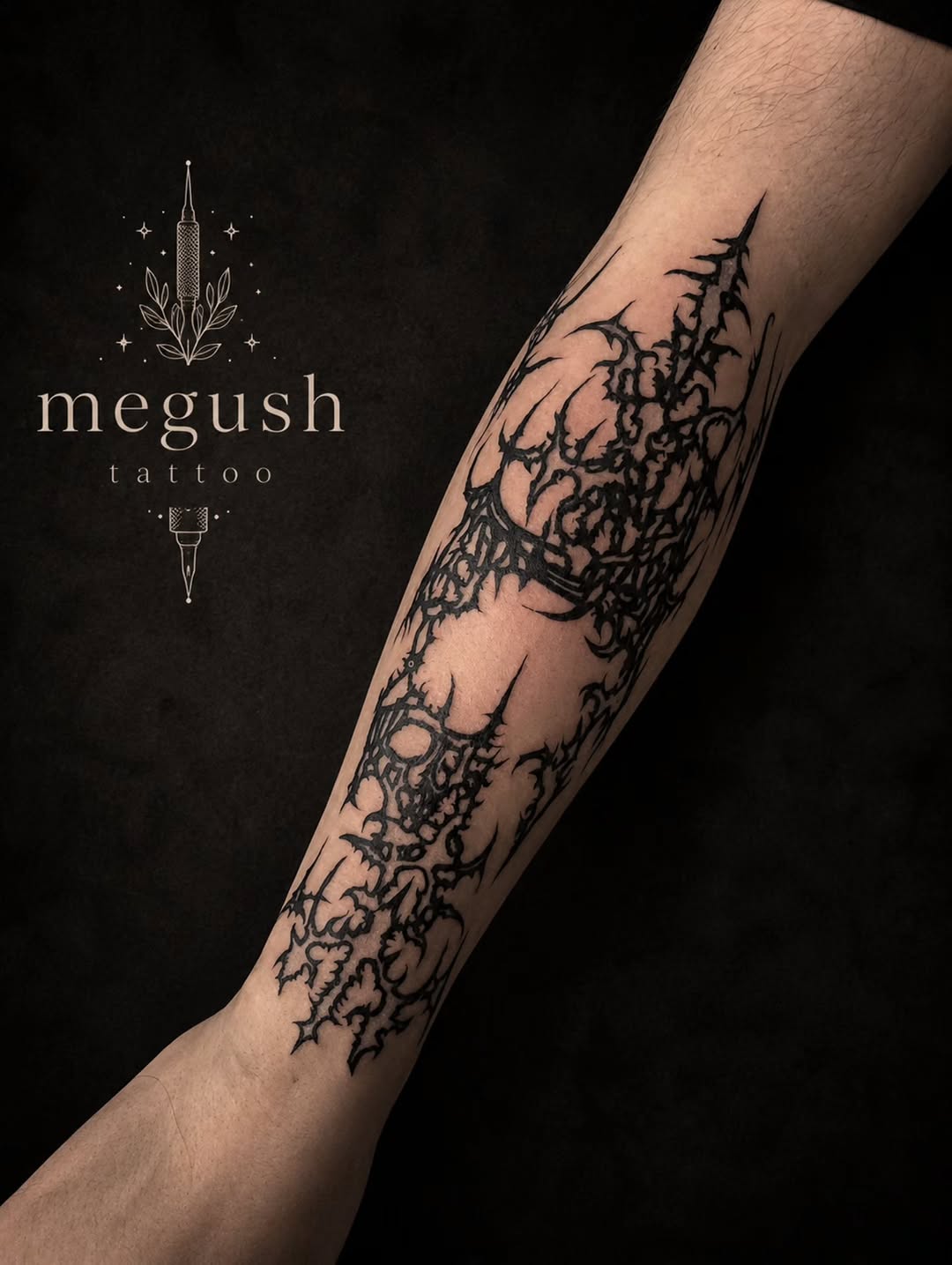 Tattoo by @megushtattoo — blackwork