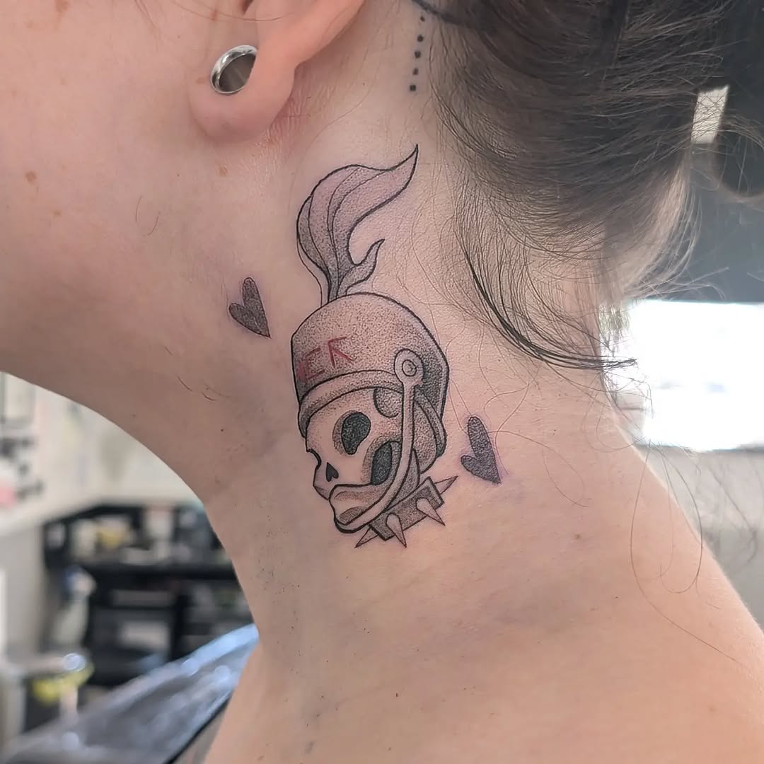 Tattoo by @unicornvomit.tattoo โ black_and_grey, lettering_script