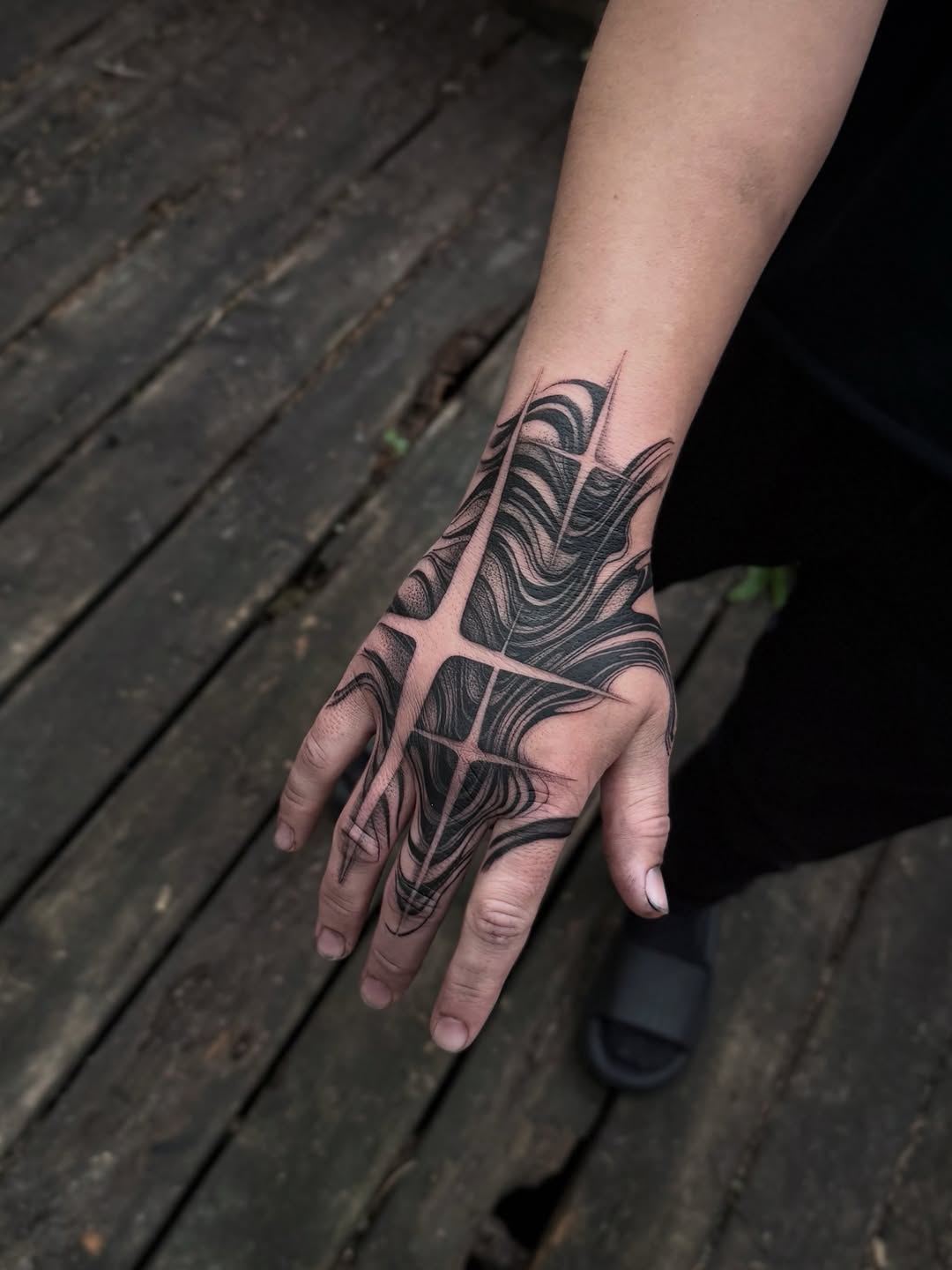 Tattoo by @voldblk — blackwork, geometric