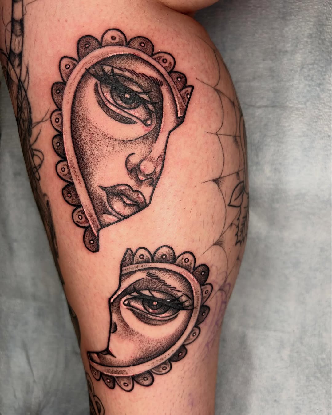 Tattoo by @tattoosbyemilyfalkowski — black_and_grey, chicano