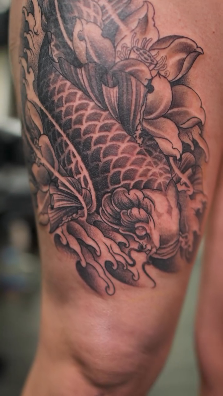 Tattoo by @obsidianinkstudio — japanese_irezumi, black_and_grey