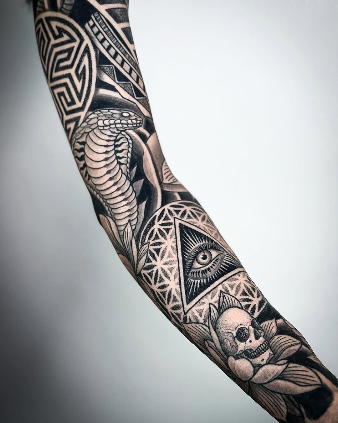 Tattoo by @ariesrhysing — black_and_grey, geometric