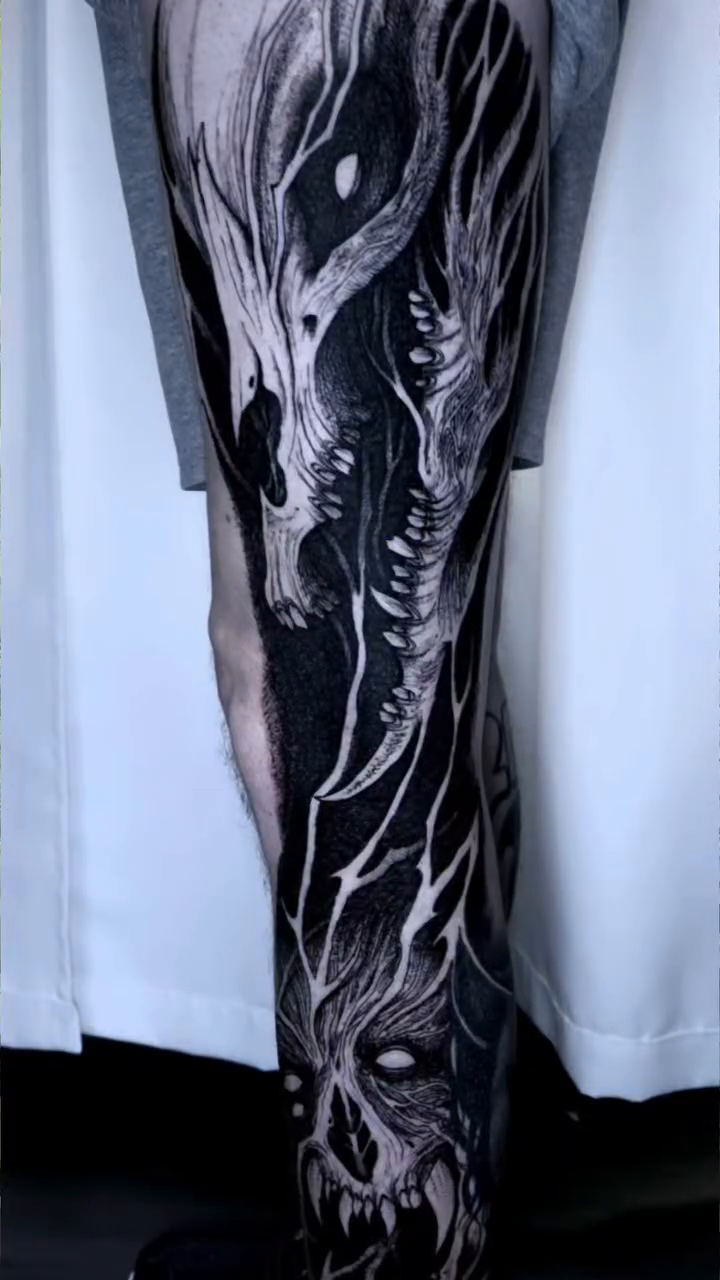 Tattoo by @marissatattoos — dark_realism, black_and_grey