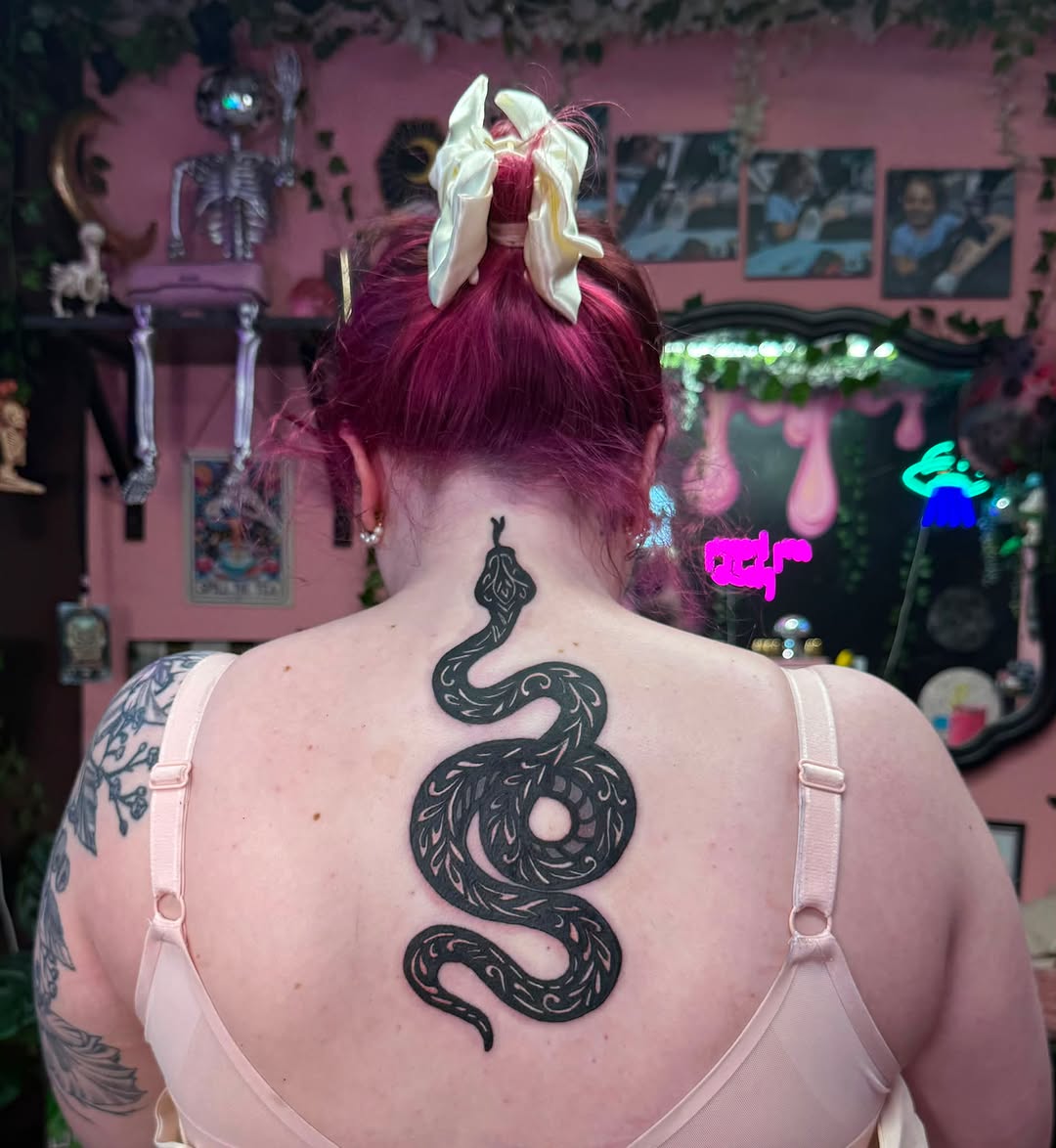 Tattoo by @megan_garvison — blackwork, ornamental
